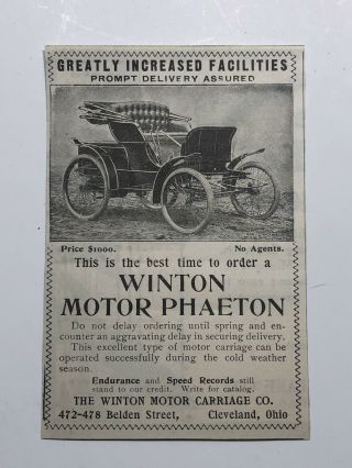 Vintage Ad Winton Motor Phaeton 1897 First Automobile In America 2