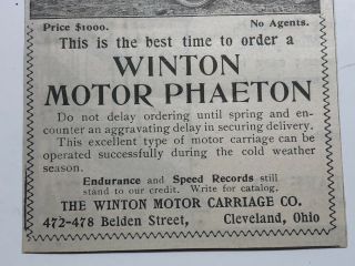 Vintage Ad Winton Motor Phaeton 1897 First Automobile In America 4