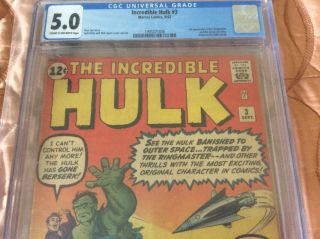 Incredible Hulk Issue 3 CGC 5.  0 3