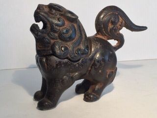 Antique Chinese Incense Burner Of Cast Iron Foo Dog