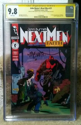 Next Men 21 1st Hellboy Cgc 9.  8 Ss Signed By Mike Mignola & Ron Perlman