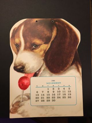 Vintage November 1966 Beagle Calendar Art Print Frieda Staake Hallmark Artist