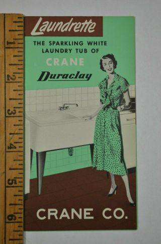 Vintage 1950s Brochure Crane Duraclay Laundrette Laundry Wash Tub Advertising Jd
