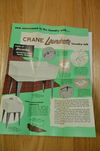 Vintage 1950s Brochure Crane Duraclay Laundrette Laundry Wash Tub Advertising jd 5