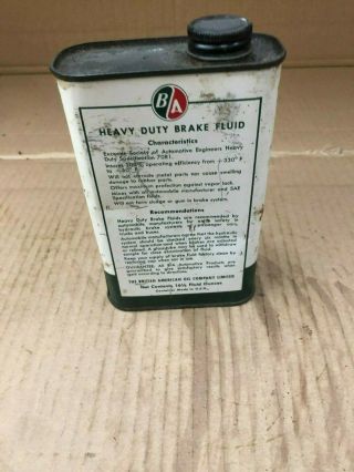 BA Heavy Duty Brake Fluid - 16 1/2 Fluid Ounce Tin - British American Oil Can 3