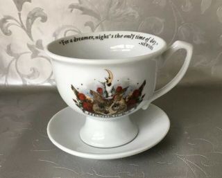 Hendrick’s Gin Footed Teacup & Saucer Newsies Owl Quote ‘for A Dreamer,  Nights.