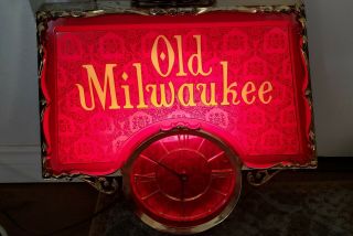 Antique Old Milwaukee Beer Light Bar Sign Rare Clock Man Cave
