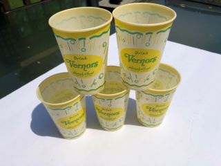 Vintage 5 Vernors Ginger Ale 7 Oz.  Wax Paper Cups 60 