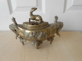 Antique Japanese Bronze / Brass Incense Burner Censer 2