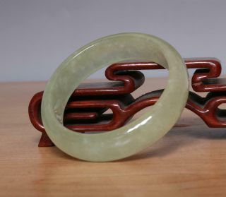 Chinese Natural White Jadeite Jade Bangle Bracelet 58mm