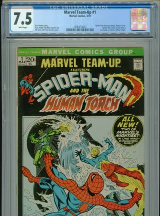 1973 Marvel Team - Up 1 Spider - Man & Human Torch Cgc 7.  5 White Box11