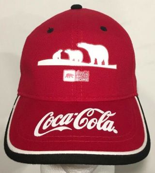 Coca Cola Arctic Home Hat RARE Coke Red Baseball Cap Polar Bear Cub Adjustable 4