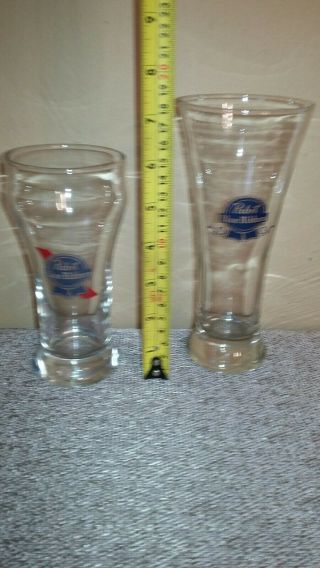 2 Vintage Pabst Blue Ribbon Beer Glasses