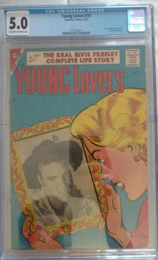 Young Lovers 18 (may 1957,  Charlton) Cgc 5.  0 White/off - White Pages Elvis Scarce