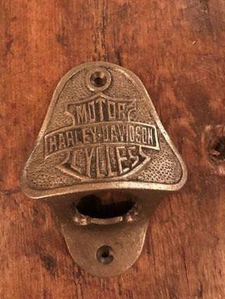Cast Iron Bottle Opener/wall Mounted/heavy/rustic/antiqued/harley Davidson
