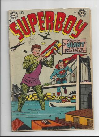 Superboy 30 Dc Comics 1954 The Giant Who Came To Smallville G/vg