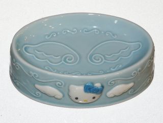 Sanrio Hello Kitty Blue Ceramic Soap Dish Blue Angel Wings Vintage 1976 - 1999 2