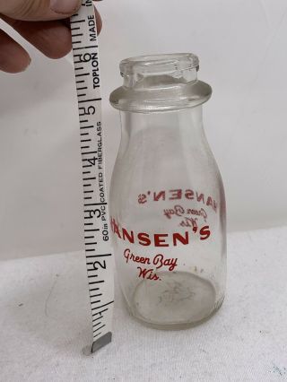 Vtg Half Pint Glass Bottle Hansen 