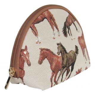 Tapestry Running Horse Design Cosmetic Purse Approx 20cm X 12.  5cm