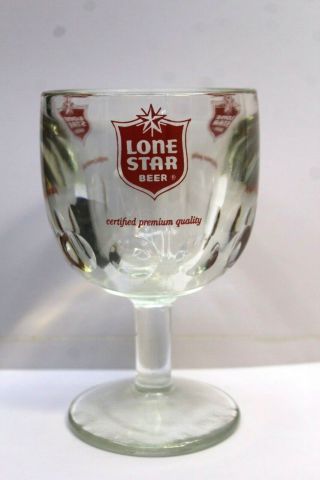 Vintage Texas Lone Star Beer Heavy Glass Thumbprint Goblet