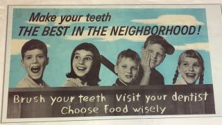 Vintage Dental Hygiene Dairy Council Poster 1964