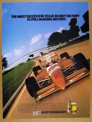 1988 Danny Sullivan Miller High Life Indy Cart Racing Car Photo Vintage Print Ad