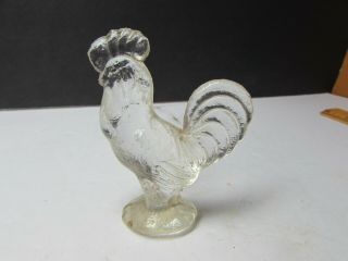 Vintage Pressed Glass Miniature Rooster Figurine