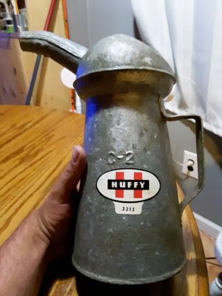 Vintage Huffy Galvanized Oil Can With Spout Us 2 Quart Liquid,  10 1/2 " High Euc