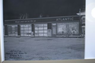 1955 2 Atlantic Gas Station Negative Madison & E Water,  Elmira,  Ny Large