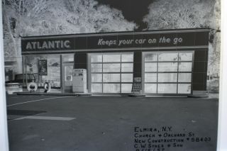 1957 2 Atlantic Gas Station Negative Church & Orchard,  Elmira,  Ny Large