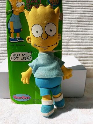 Vintage Bart Simpson Rag Doll Dan Dee Collectible On Card 1990