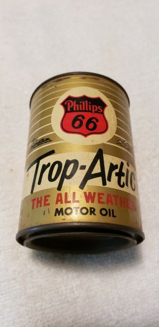 Vintage Phillips 66 Trop - Artic Motor Oil Metal Toy Oil Can Bank