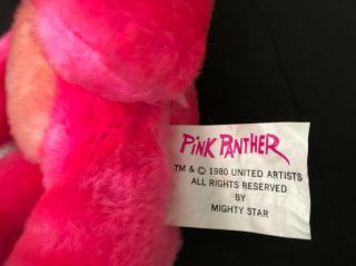 Vintage Pink Panther Plush Toy 10 inch Mighty Star 1980 Cute 3