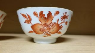 ANTIQUE TONGZHI CHINESE PORCELAIN IRON RED BOWLS WITH BATS AND WRITING 4