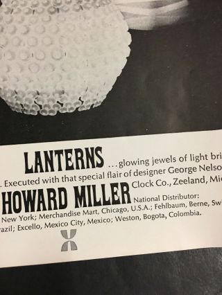 Vintage 1962 Mid Century Modern Lighting Design Howard Miller George Nelson Ad 3