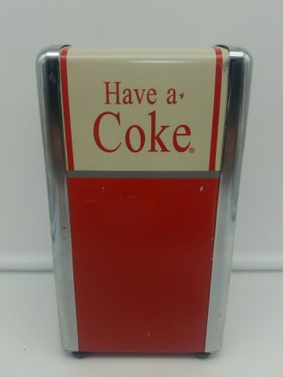 Coca Cola Have A Coke Napkin Holder Dispenser Metal Chrome Vintage 1992