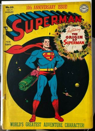 Superman 53 (july - Aug 1951,  Dc) Featuring The Origin Of Superman