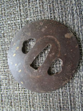 JAPANESE SWORD TSUBA MADE OF IRON WITH GOLD SCENE RARE AND COLLECTABLE 2