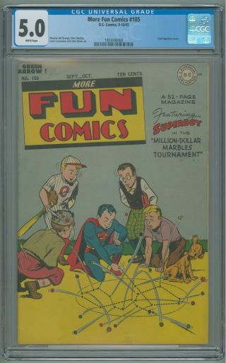 More Fun Comics 105 Cgc 5.  0 Vg/fn White Pages 2nd Superboy Cover 1945 Htf