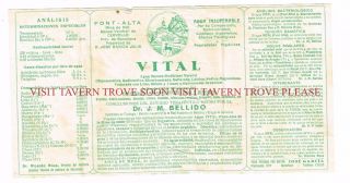 1900s Spain Vital Radioactive Medicinal Mineral Water Label Stephens Coll.