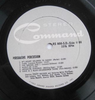 Persuasive Percussion Stereo RS 800 S.  D.  Terry Snyder and the All Stars 1959 6