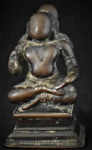 Antique Indian India Bronze Statue Of Seated Figure A Saint