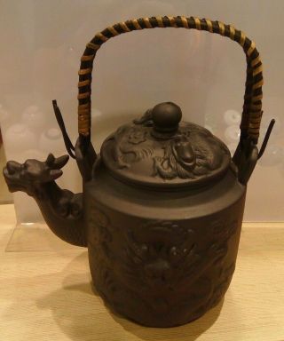 Antique Rare Earthen Ware Chinese Tea Pot With Nicely Engraved Pattern