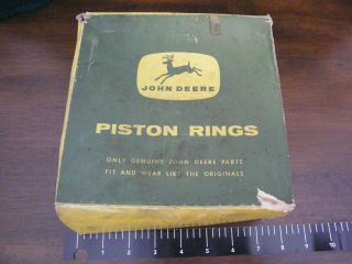 Vintage John Deere Parts In Large Yellow & Green Box 6 Piston Rings Af2224r