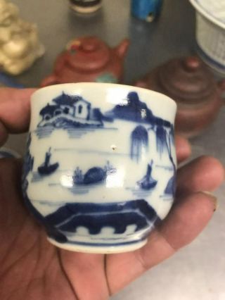 Chinese Antique Blue And White Cover Cup 4