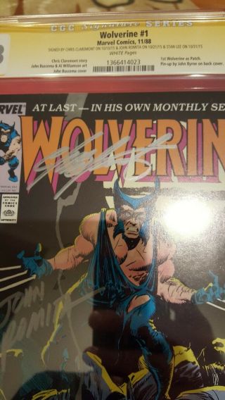 Wolverine 1 CGC 9.  8 SS Stan Lee Romita SR Claremont 1st Patch Buscema cover NM, 5