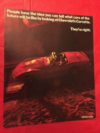 1970 Chevrolet " Corvette " Dealer Car Sales Brochure