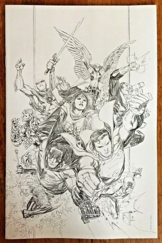 Justice League 1 Jim Cheung 1:250 Pencils Only Virgin B/w Sketch Variant 2018 Nm