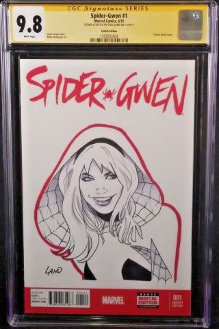 Marvel Comics Spider - Gwen 1 Cgc Ss 9.  8 Greg Land Art Sketch Spider - Man