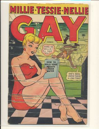 Gay Comics 34 Kurtzman’s “hey Look” Good Cond Top Staple Detach 2” Spine Split